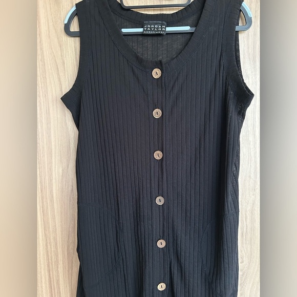 Jordan Taylor Beachwear Black Swimsuit Cover Up Button Front Semi Sheer Medium - Picture 4 of 5